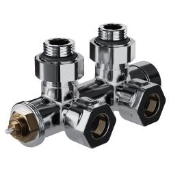 Узел нижнего подключения Royal Thermo Design Pro термостатический угловой 15мм М30х1,5 цвет хром, латунь, для нижнего подключения радиаторов RANPU11215CH