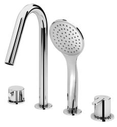 Смеситель для ванны/душа Cezares Leaf, на борт ванны, однорычажный, неповоротный, длина 163 мм, керамический, латунь, цвет хром