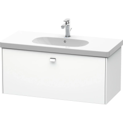 Тумба под раковину Duravit Brioso, 102х46,9х45,2 см, подвесная, 1 выдвижной ящик, ДСП, цвет: белый матовый/хром, шкафчик навесной, механизм доводчика, прямоугольная, правая/левая, для раковины D-Code, в ванную комнату