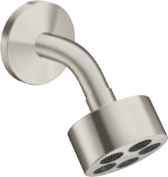 Верхний душ AXOR One EcoSmart 75 1jet, с держателем, настенный монтаж, круглый, с 1 режимом, размер 7,3 см, металлический, цвет: под сталь, для душа/ванной