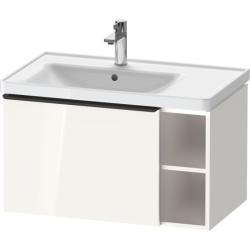 Тумба под раковину Duravit D-Neo, 78,4х45,2х44 см, подвесная, 1 выдвижной ящик, 1 боковая открытая полка справа, ДСП, цвет: белый глянец, шкафчик навесной, прямоугольная, правая, в ванную комнату