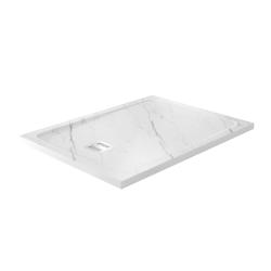Душевой поддон WasserKRAFT Rhin, 120х90х4 см, прямоугольный, искусственный камень, низкий, цвет: белый мрамор, с бортиком, с антискользящим покрытием
