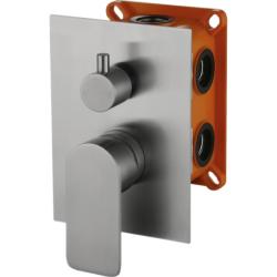 Смеситель для душа BelBagno Nova, встраиваемый, однорычажный, с переключателем, без излива, керамический, нержавеющая сталь, цвет сатин