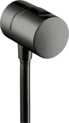 Шланговое подсоединение Axor Uno Fixfit Stop, с запорным вентилем, размер 6 см, цвет полированный черный хром, круглое, настенное, латунное, с обратным клапаном, подключение для душевого шланга