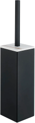 Ершик IDDIS On-X напольный, цвет черный матовый/вставка из белого камня, сплав металлов, металлический, квадратный, для туалета/унитаза