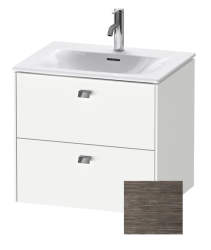 Тумба под раковину Duravit Brioso, 62х46,9х56,3 см, подвесная, 2 выдвижных ящика, ДСП, цвет: сосна терра/хром, шкафчик навесной, механизм доводчика, прямоугольная, правая/левая, в ванную комнату