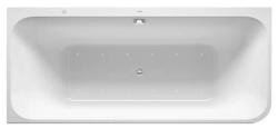 Ванна Duravit Happy D.2 160х70 см гидромассажная, встраиваемая, акриловая, цвет: белый, с ножками/сливом-переливом, без фронтальной панели, прямоугольная, с системой гидромассажа Air-System, c наклоном для спины слева, левая