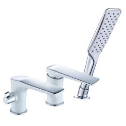 Смеситель для ванны/душа Lemark Allegro, на борт ванны, однорычажный, неповоротный, длина излива 125 мм, керамический, латунь, цвет хром/белый