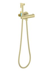 Смеситель термостатический с гигиеническим душем Aquatek Оберон встраиваемый, однорычажный, без излива, с гибким шлангом/лейкой, латунь, цвет шлифованное золото