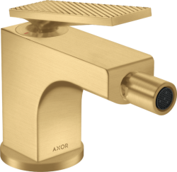 Смеситель для биде Axor Citterio однорычажный, с рычаговой рукояткой с текстурой, керамический, фиксированный излив, длина 11,2 см, латунь, цвет шлифованное золото, без шланга/лейки, со сливным гарнитуром