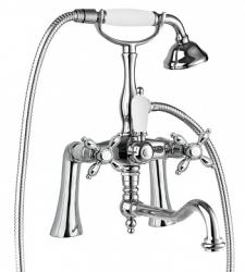 Смеситель для ванны/душа Cezares Nostalgia, на борт ванны, двухвентильный, поворотный, длина 285 мм, керамический, латунь, цвет хром Смеситель для ванны/душа Cezares Nostalgia, на борт ванны, двухвентильный, поворотный, длина 285 мм, керамический, латунь, цвет хром