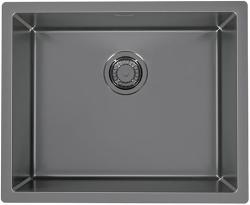 Мойка кухонная ALVEUS QUADRIX MONARCH 50 ANTHRACITE 55х45х20 см, слив 90, врезная вровень со столешницей, нержавеющая сталь с PVD покрытием, прямоугольная, цвет антрацит, без отверстий под смеситель
