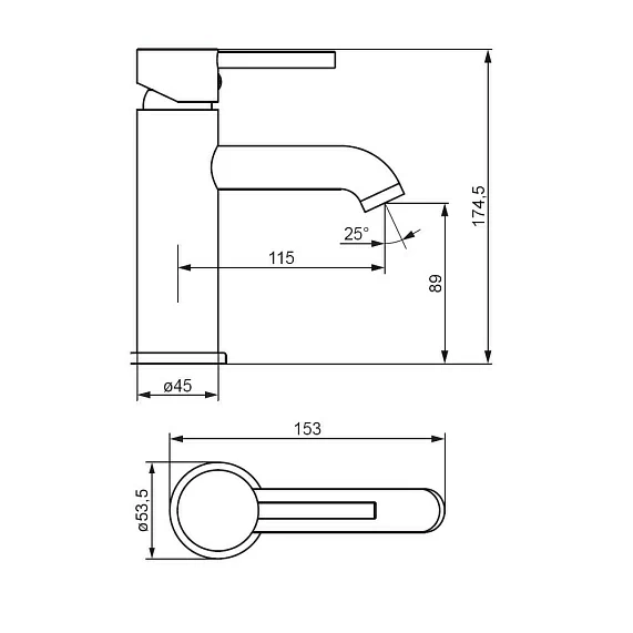 Смеситель для раковины/умывальника Damixa Scandinavian Pure, однорычажный, неповоротный, керамический, длина излива 115 мм, латунь, цвет черный матовый