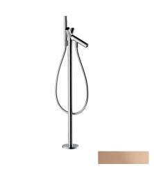 Смеситель для ванны Axor Starck напольный, двухвентильный, неповоротный, латунный, длина излива 14 см, керамический, цвет полированное красное золото, с душевым шлангом/держателем/лейкой