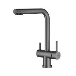 Смеситель для кухни/мойки Splenka S70.61.09 с каналом для фильтрованной воды, однорычажный, поворотный, керамический, излив 235 мм, высота излива 297 мм нержавеющая сталь, цвет графит
