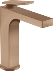 Смеситель для раковины/умывальника Axor Citterio 160, однорычажный, с рычаговой рукояткой, фиксированный излив, длина излива 14,3 см, керамический, латунь, цвет шлифованное красное золото, со сливным гарнитуром