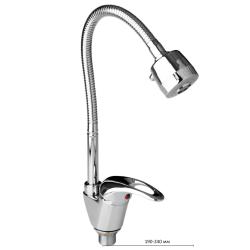 Смеситель для кухни/мойки Accoona, однорычажный, поворотный/гибкий, керамический, длина излива 240 мм, цинк, цвет хром