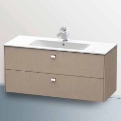 Тумба под раковину Duravit Brioso, 122х47,9x55,3 см, подвесная, 2 выдвижных ящика, ДСП, цвет: лен/хром, шкафчик навесной, механизм доводчика, прямоугольная, правая/левая, в ванную комнату