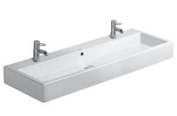 Раковина DURAVIT Vero, 120х47х17,5 см, подвесная, прямоугольная, санфарфор, цвет белый, с 2 отверстиями под смеситель, слив/перелив
