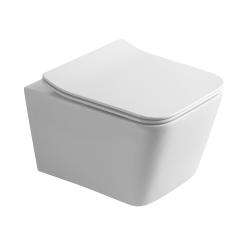 Унитаз подвесной Wesnaart Kubus 510x360x335 смыв торнадо, белый, с микролифтом, с крышкой (сиденье) дюропласт с функцией плавного закрывания Soft Close, безободковый
