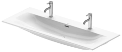 Раковина DURAVIT Viu WonderGliss 123х49х18,5 см, подвесная, прямоугольная, санфарфор, цвет белый, с 2 отверстиями под смеситель, антигрязевое покрытие, слив/перелив