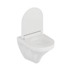 Унитаз подвесной Knotlor Flow белый, горизонтальный (в стену) выпуск, 360х375х510 мм с быстросъёмным сиденьем микролифт, дюропласт, безободковый, смыв торнадо, под скрытый бачок