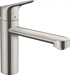 Смеситель для кухни/мойки Hansgrohe Focus M43, 120 1jet, однорычажный, керамический, с поворотным изливом, длина 19,8 см, латунь, цвет под сталь