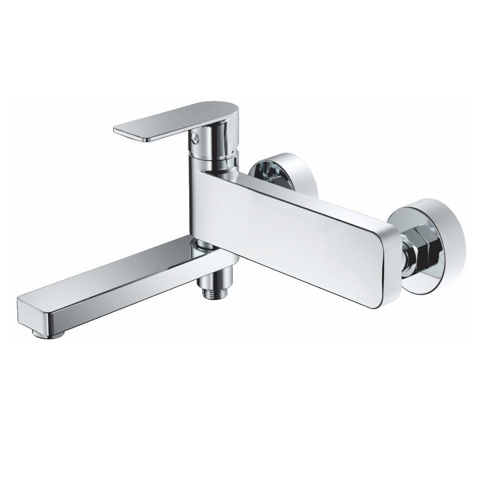 Смеситель для ванны/душа HAIBA однозахватный, хромированный, настенный, излив литой 240 мм, неповоротный, латунь, цвет хром