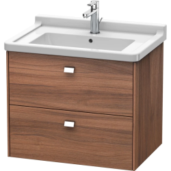 Тумба под раковину Duravit Brioso, 67х46,9х56,3 см, подвесная, 2 выдвижных ящика, ДСП, цвет: орех матовый/хром, шкафчик навесной, механизм доводчика, прямоугольная, правая/левая, в ванную комнату