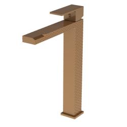 Смеситель для раковины/умывальника Knotlor Stable, высокий, однорычажный, неповоротный, керамический, длина излива 175 мм, латунь, цвет бронза, текстурная