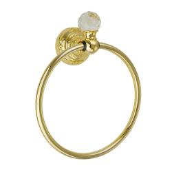 Кольцо для полотенец Migliore Cristalia, с кристаллом Swarovski, одинарное, настенный, металлический, форма округлая, для полотенец, в ванную/туалет/душевую кабину, цвет золото