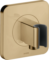 Держатель для душевой лейки Axor Citterio E Porter softsquare 120/120 со шланговым подсоединением, 12х12 см, настенный, латунный, квадратный, цвет полированная бронза, для душевого шланга, для душа/ванной/душевой кабины