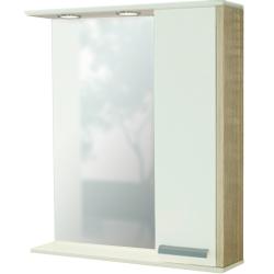 Зеркальный шкаф Comforty Тулуза 75, с LED/ЛЕД-подсветкой, 75х83,2х15,4 см, подвесной, цвет сосна лоредо, зеркало, с 1 распашной дверцей/полки, механизм плавного закрывания, прямоугольный