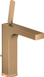 Смеситель для раковины/умывальника Axor Citterio 160, однорычажный, с тонкой рукояткой, фиксированный излив, длина излива 14,1 см, керамический, латунь, цвет шлифованная бронза, со сливным гарнитуром