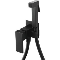 Гигиенический душ SHEVANIK S127H со смесителем/лейкой, для унитаза/биде, однорычажный, скрытого монтажа/встраиваемый, настенный, керамический, латунь, цвет черный матовый