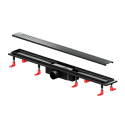 Душевой трап (лоток) AM.PM PrimeFlow 800 мм комбинированный затвор, с черной матовой решеткой, перфорированная, выходная труба 50 мм, линейный