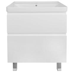 Тумба с раковиной Azario Мила 60Н, 60х46х85 см, напольная, 2 выдвижных ящика, МДФ/ЛДСП, прямоугольная, цвет-белый/раковина Monte 60, прямоугольная, цвет белый
