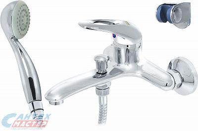 Смеситель для ванны/душа Варион Werder однорычажный, керамический, настенный, излив фиксированный 210 мм, с гибким шлангом, душем/лейкой, латунь, цвет хром, короткий, универсальный, горизонтальный, рычажный, кран, комплект, сантехника, размер