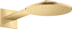 Верхний душ AXOR ShowerSolutions 250 2jet, с держателем, настенный монтаж, круглый, с 2 режимами, размер 25 см, металлический, цвет: шлифованное золото, для душа/ванной