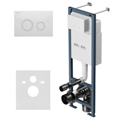 Инсталляция AM.PM ErgoFit с механической клавишей ErgoFit L цвет белый глянцевый (клавиша смыва, двойного слива), система для подвесного унитаза, со скрытым смывным бачком (бак), комплект