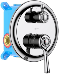 Смеситель для ванны/душа Aquatek Классик настенный, однорычажный, встраиваемый, 2 режима, без излива, латунь, цвет хром