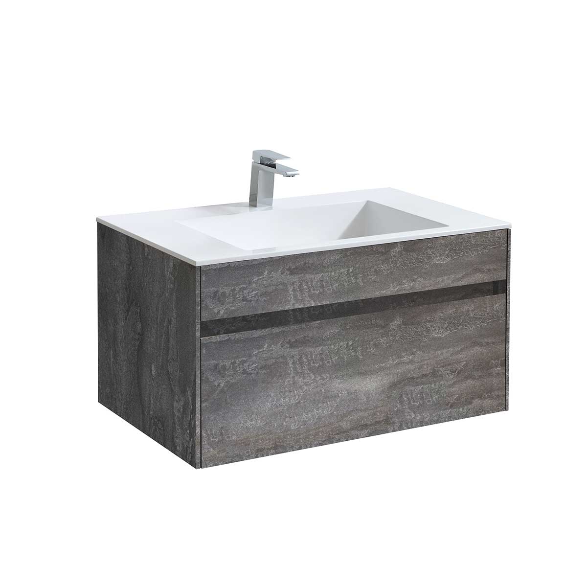 Тумба/база под раковину Vincea Chiara 800 G.Stone, 79,2х47,6х43,5 см, навесная, цвет серый камень, 1 выдвижной/выкатной ящик, ЛДСП, шкаф/шкафчик подвесной, прямоугольная