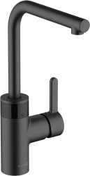 Смеситель для кухни/мойки KLUDI E-GO, однорычажный, сенсорный, поворотный, латунный,  длина излива 215 мм, латунь, цвет черный матовый