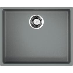 Мойка кухонная Omoikiri Bosen 54-U-GR, 44х54 см, врезная, из искусственного гранита (Tetogranit), прямоугольная, цвет ленинградский серый, без отверстия под смеситель, без крыла, слив-перелив, врезная под столещницу, для кухни