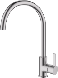 Смеситель для кухни/мойки Accoona, однорычажный, поворотный, керамический, длина излива 202 мм, латунь, цвет сатин