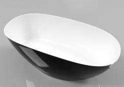Ванна Whitecross Onyx A, 160х75 см, из искусственного камня, цвет- черный/белый глянцевый, (без гидромассажа) овальная, отдельностоящая, правосторонняя/левосторонняя, правая/левая, универсальная