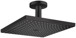 Верхний душ Hansgrohe Raindance E 300 1jet, потолочный монтаж, прямоугольный, с 1 режимом: RainAir, размер 30х30 см, латунь, цвет матовый черный