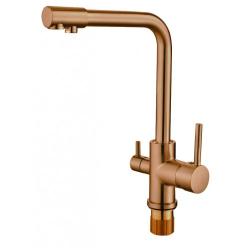 Смеситель для кухни/мойки VIEIR, биканальный, однорычажный, поворотный, керамический, длина излива 219 мм, латунь, цвет бронза