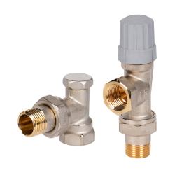 Набор термостатический Royal Thermo DN15 1/2" ВР-НР осевой, для радиатора отопления, термостатич и запорный клапан, вентиль RTE07.0011 (Роял Термо)