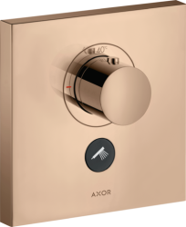 Смеситель для душа Axor ShowerSelect HighFlow, термостатический, скрытого монтажа, 1 потребитель, настенный, без излива/шланга/лейки, квадратный, латунный, цвет полированное красное золото, с клапаном для ручного душа, с термостатом